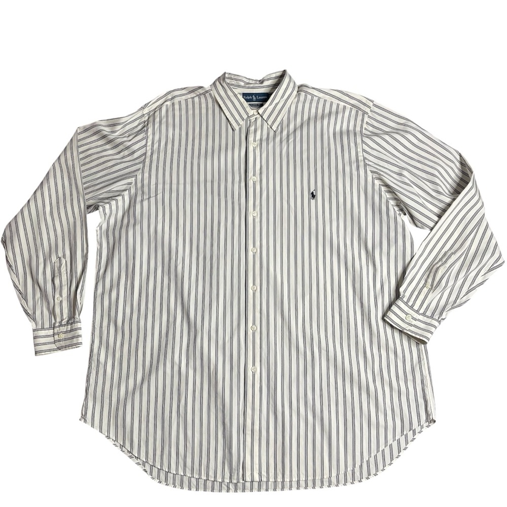 Ralph Lauren Men's Striped Pony Classic Fit Button Up Long Sleeve Blue/Ivory